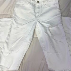 white hollister high-rise super skinny jeans, classic stretch